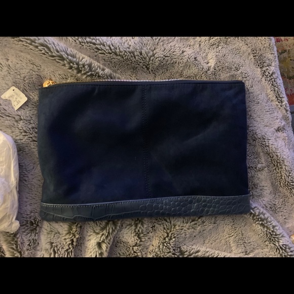 NWT blue suede Neiman Marcus clutch - Picture 2 of 2